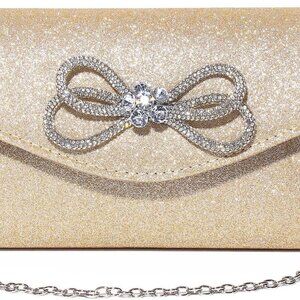 Chic Champagne Evening Clutch Bag | Luxurious PU Leather with Magnetic Closure